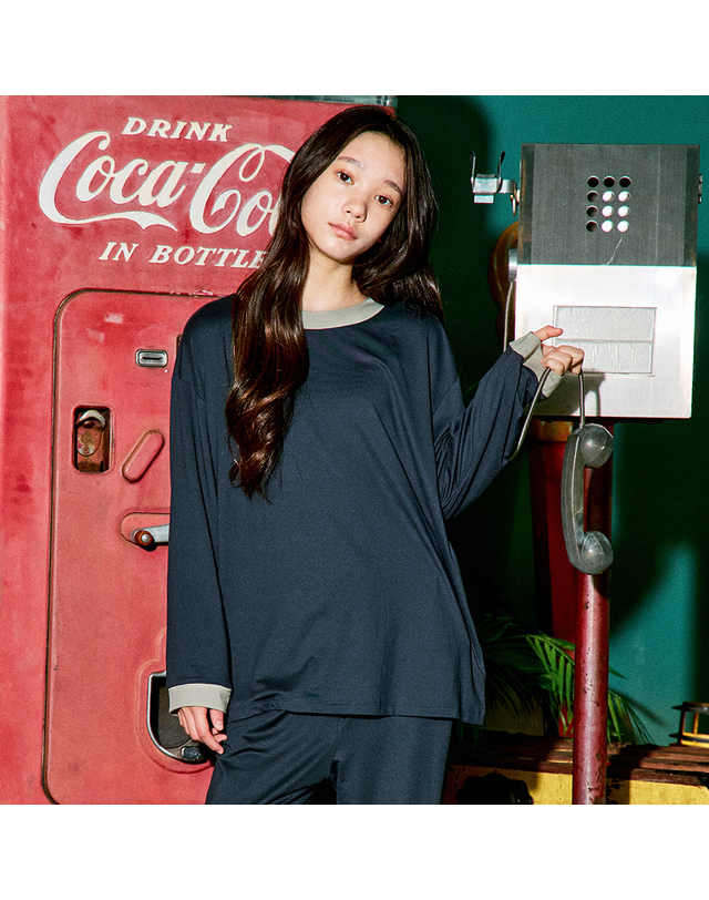 마밤 마밤 MSMV 아동 주니어 잠옷 피치기모 초등학생 내의 키즈 실내복 링거 9부 스틸그레이 착용컷