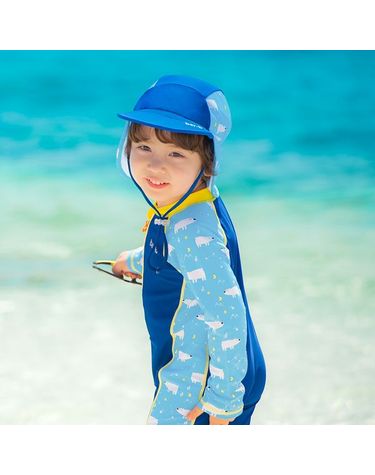 [보리보리] 남아용 블루 조이 래쉬가드 점프수트+플랩캡 세트