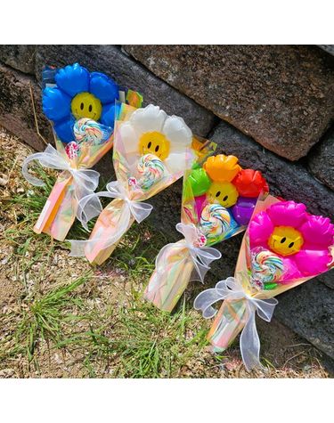 [보리보리] 풍선 꽃다발 풍선꽃 사탕 한송이꽃 행사 단체선물 답례품