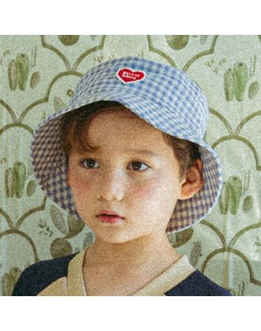 [보리보리] 라이트블루 체크하트 버킷햇 23SU06900102
