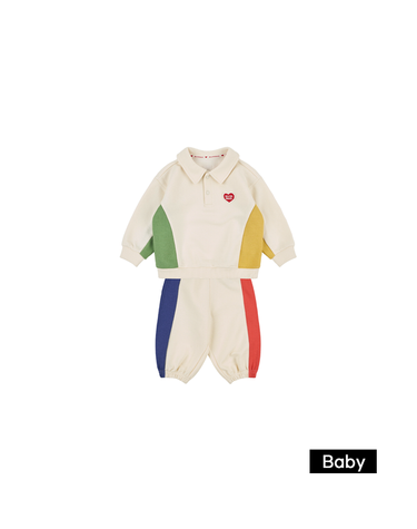 [보리보리] 크림 베이비 컬러블럭 카라 조거세트 BB63ST20CM