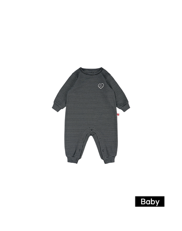 [보리보리] 블랙 스트라이프하트 후라이스 점프수트 BB64BS12BK