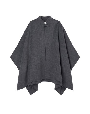 [해외직구] 26 FW 로에 ROHE 만다린 칼라 더블페이스 울 판초 케이프 그레이
