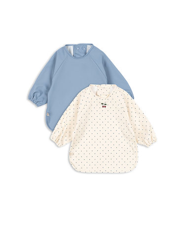 국내공식 콩제슬래드 디너 빕 슬리브 턱받이 2팩 NAVY DOT RAIN WASHED