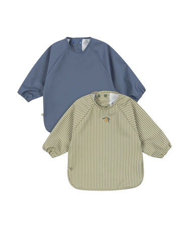 국내공식 콩제슬래드 디너 빕 슬리브 턱받이 2팩 TEA STRIPE FLINT STONE