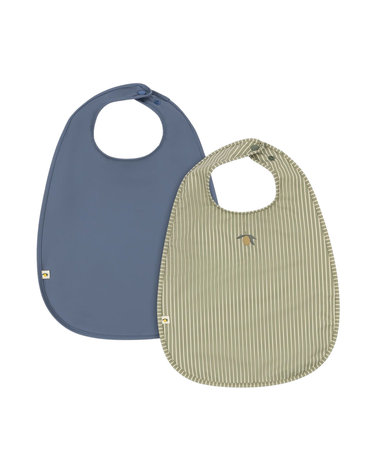 국내공식 콩제슬래드 디너 빕 턱받이 2팩 TEA STRIPE FLINT STONE
