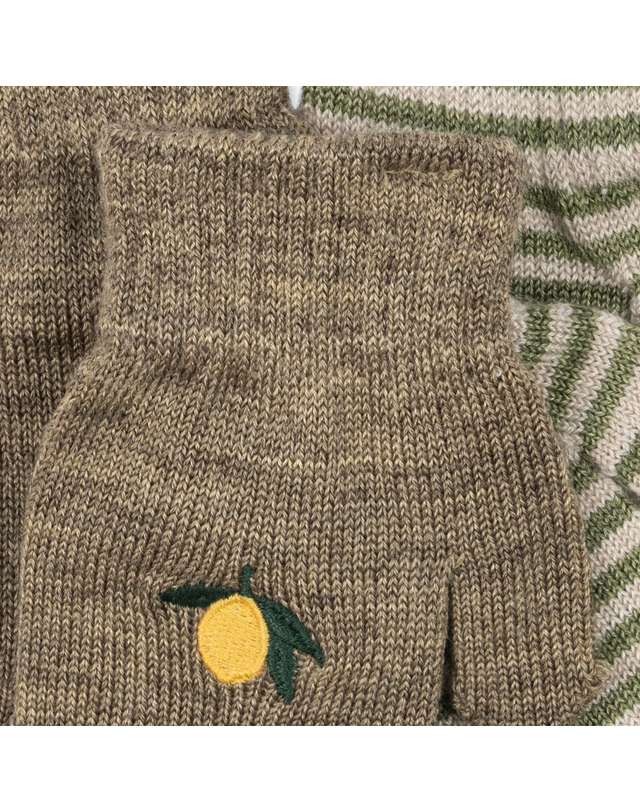 콩제슬래드 국내공식 콩제슬래드 필라 벙어리 장갑 2팩 LEMON STRIPE 착용컷