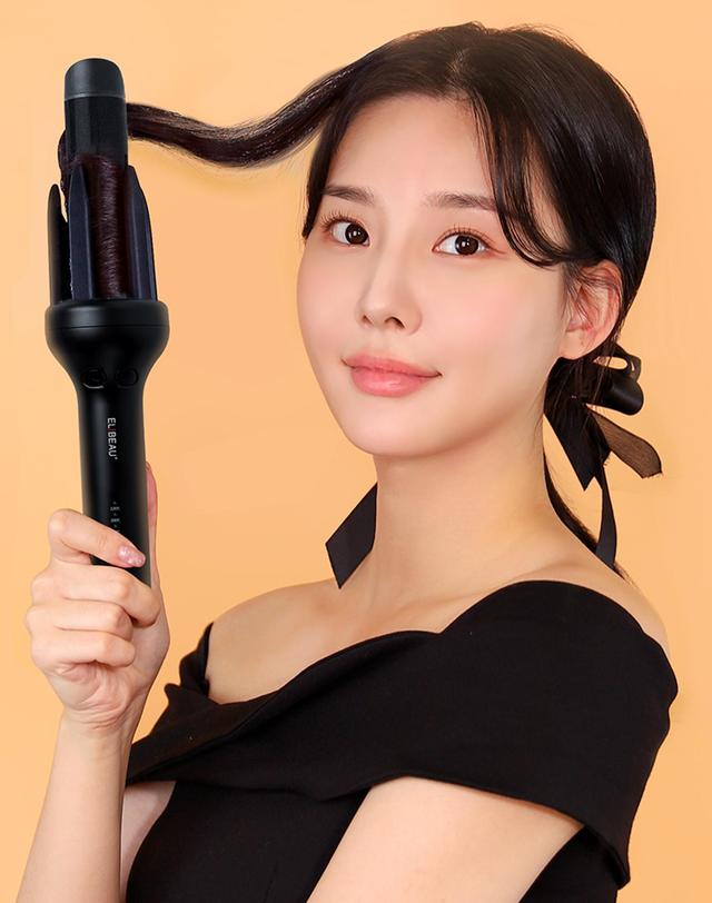 엘리뷰 [엘리뷰] 자동롤러고데기32mm 자동 회전 봉고데기 여신 웨이브 볼륨 아이롱 오토 롤링 고대기 착용컷