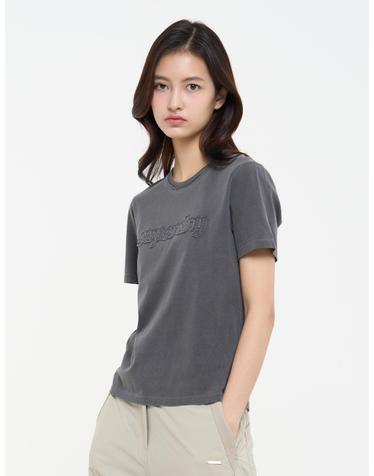 우먼스 빈티지 로고 패치 티셔츠 차콜 SDFISCQ43CHL