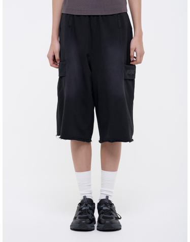 우먼스 워시드 버뮤다 스웻 팬츠 블랙 SDFLRCQ48BLK