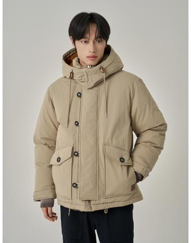 미드 후드 다운 자켓 다크베이지 SDMJDFP47DBE