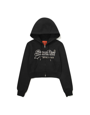 W 빈티지 로고 투웨이 후드 집업 블랙 SDFHUFO05BLK