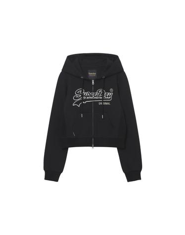 W 빈티지 로고 투웨이 후드집업 블랙 SDFMZFP81BLK