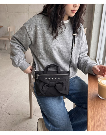 우먼스 보우 미니백 블랙 SDFGXDQ08BLK