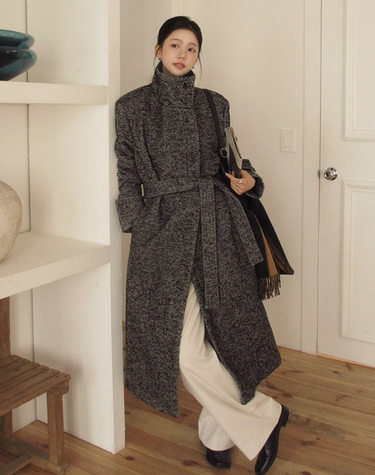 HERRINGBONE WOOL LONG COAT  헤링본 울 롱 코트