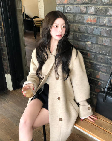 [S사이즈 추가] WINTER MERINO WOOL HALF COAT BEIGE/BLACK 윈터 메리노울 하프 코트 베이지/블랙