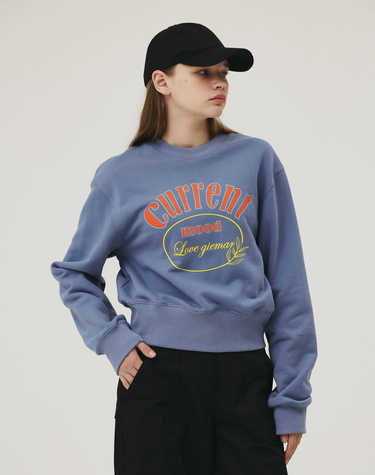 CURRENT MOOD CROP TEE BLUE