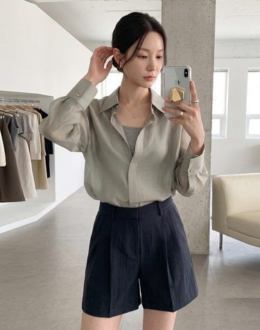 [색상추가] GOLD BOTTON TENCEL BLOUSE 6color 골드버튼 텐셀 블라우스 6color