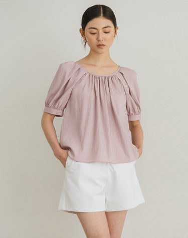 [44-77]BACK STRAP SHIRRING BLOUSE LIGHT PURPLE 백 스트랩 셔링 블라우스 라이트퍼플