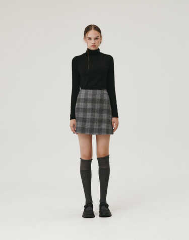 CLASSIC WOOL SKIRT GRAY CHECK