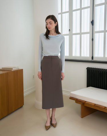STRAIGHT MAXI SKIRT GRAY 스트레이트 맥시 스커트 그레이