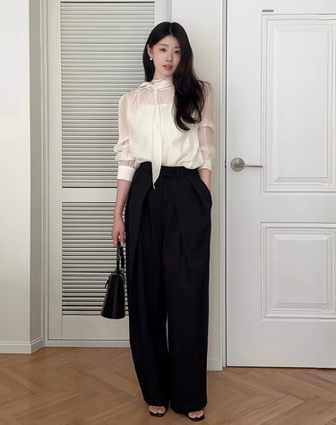 지에마르 [44-77]WIDE SLACKS BLACK 와이드 슬랙스 블랙