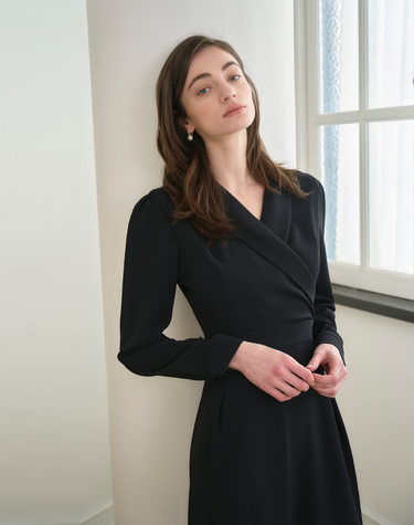 SHAWL COLLAR DRESS BLACK  숄 카라 드레스 블랙