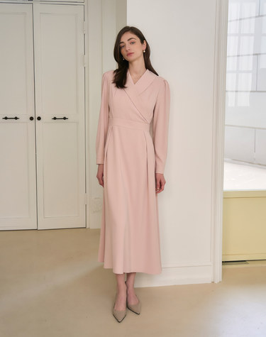 SHAWL COLLAR DRESS PINK  숄 카라 드레스 핑크