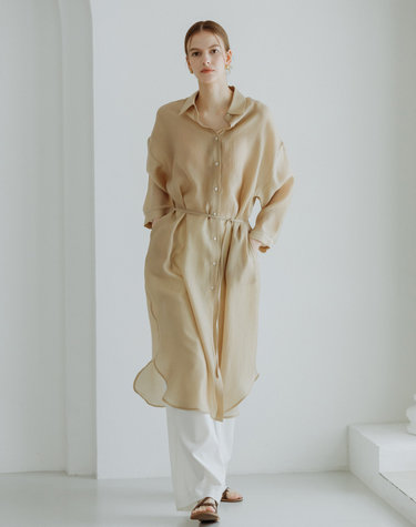 COLLAR LONG DRESS BEIGE 카라 롱 드레스 베이지