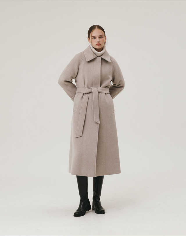 지에마르 LONG SINGLE COAT LIGHT GRAY 착용컷