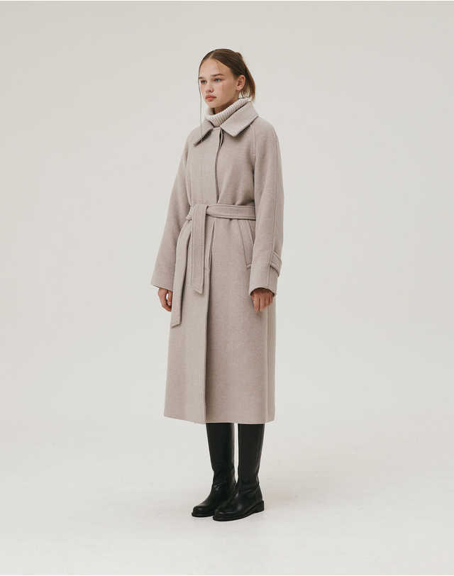 지에마르 LONG SINGLE COAT LIGHT GRAY 착용컷