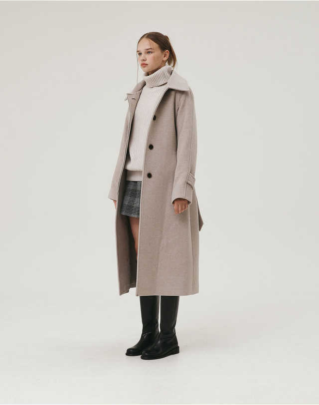 지에마르 LONG SINGLE COAT LIGHT GRAY 착용컷