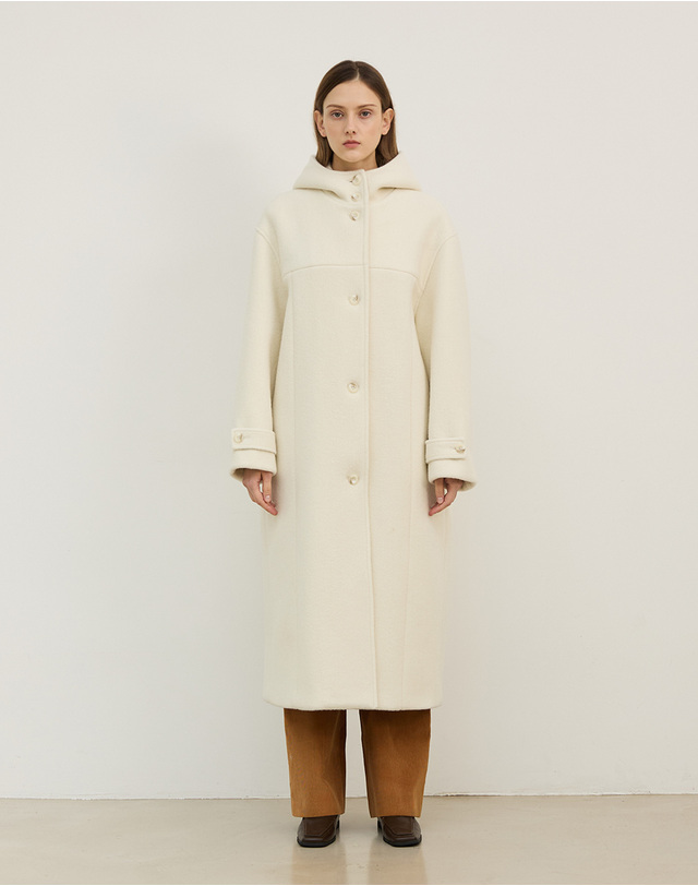 지에마르 HOOD WOOL LONG COAT 후드 울 롱 코트 착용컷