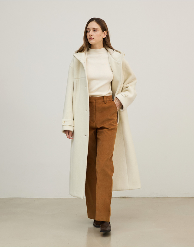 지에마르 HOOD WOOL LONG COAT 후드 울 롱 코트 착용컷