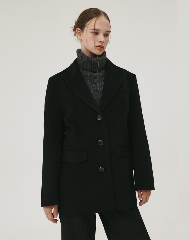 지에마르 WOOL HALF COAT 울 하프 코트 착용컷