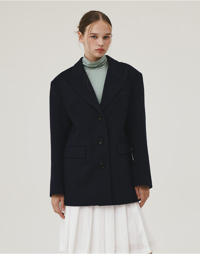 지에마르 WOOL HALF COAT 울 하프 코트 착용컷