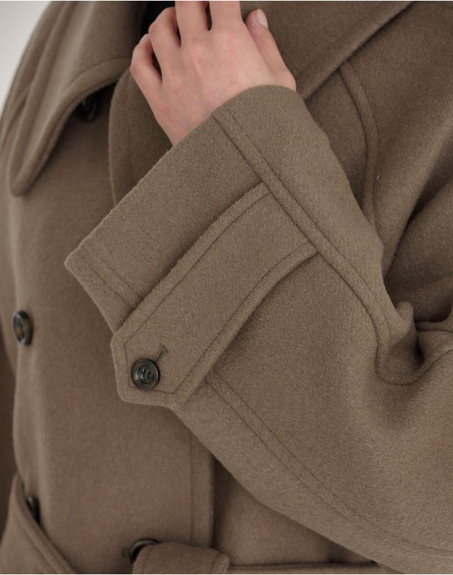 지에마르 [S사이즈추가] WIDE COLLAR WOOL HALF COAT COCOA 착용컷