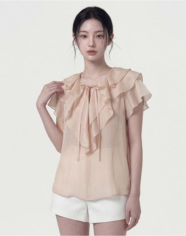 지에마르 FRILL BLOUSE 4color 프릴 블라우스 4color 착용컷