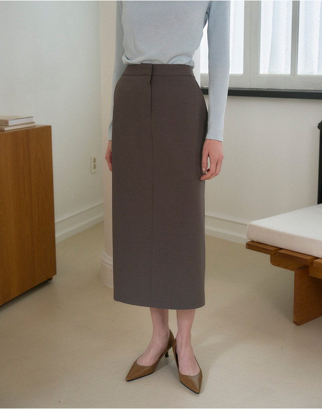 지에마르 STRAIGHT MAXI SKIRT GRAY 스트레이트 맥시 스커트 그레이 착용컷