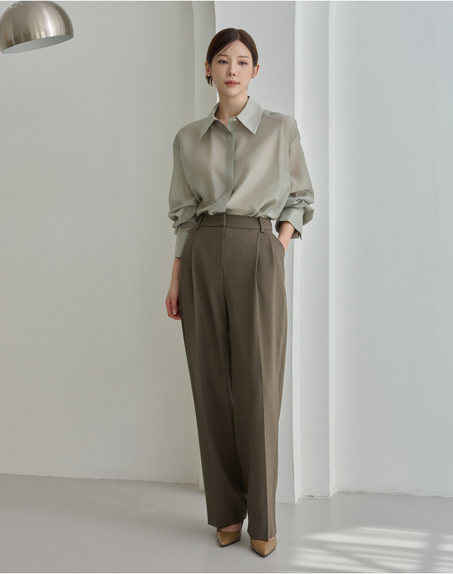 지에마르 [색상추가]투 턱 슬랙스 쓰리컬러 TWO TUCK SLACKS 3COLOR 착용컷