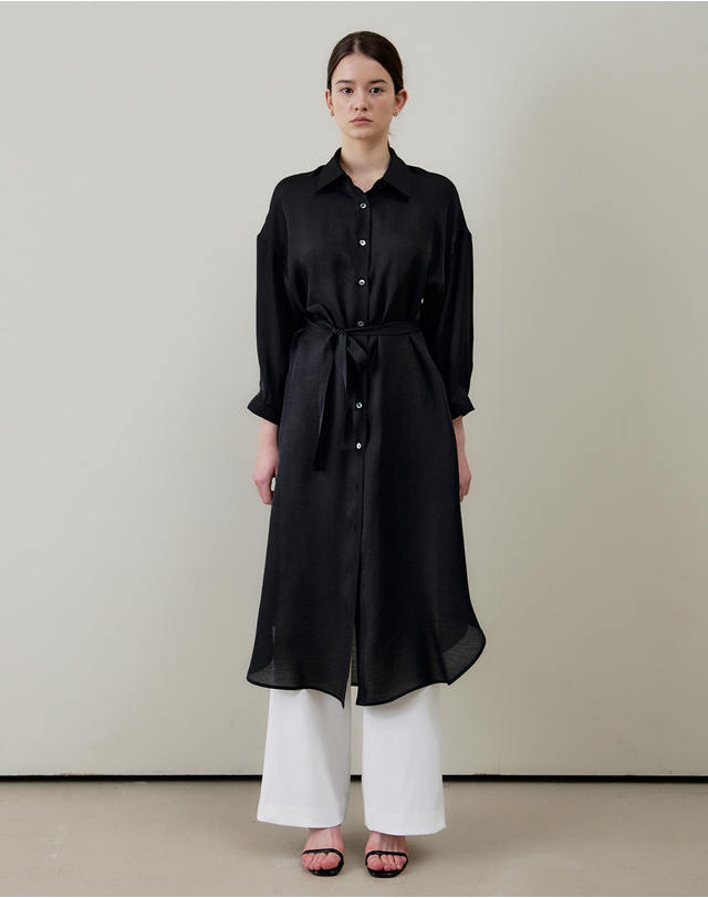 지에마르 COLLAR LONG DRESS BLACK 카라 롱 드레스 블랙 착용컷