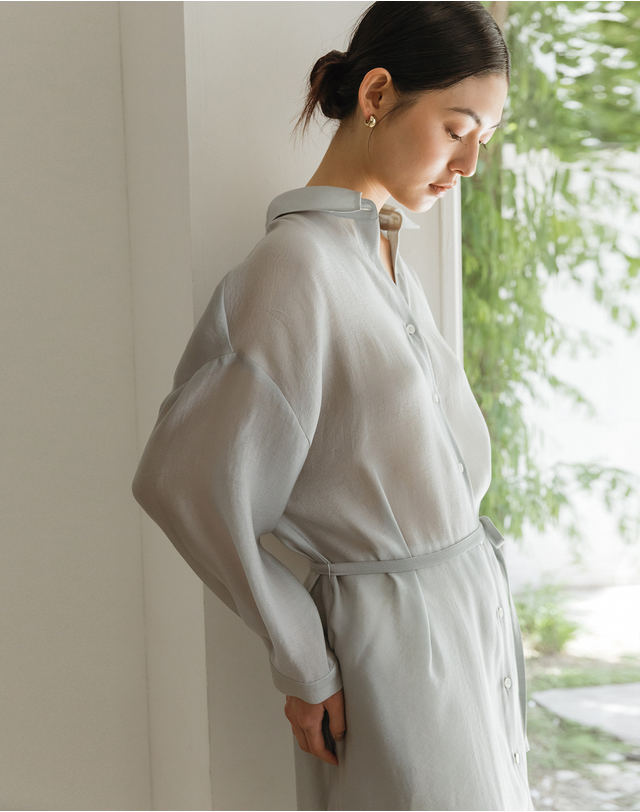 지에마르 COLLAR LONG DRESS SORA 카라 롱 드레스 소라 착용컷