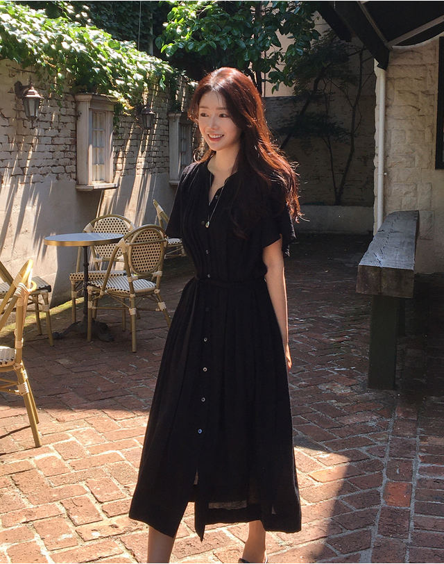 지에마르 섬머 롱 드레스 블랙 SUMMER LONG DRESS BLACK 착용컷