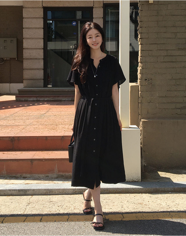 지에마르 섬머 롱 드레스 블랙 SUMMER LONG DRESS BLACK 착용컷