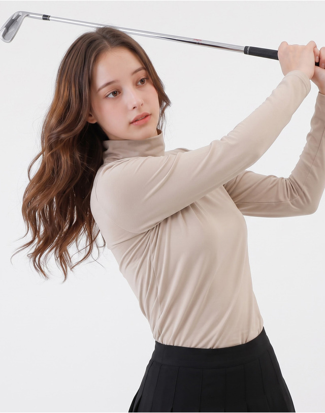 그리너리 그리너리 셔링 하프넥 기모 골프 이너웨어 효성 코트나 GWWIN1150 BE 착용컷
