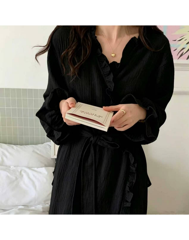 딜라이트홈 블랙프릴 디자인 샤워가운 목욕가운 로브 잠옷 착용컷