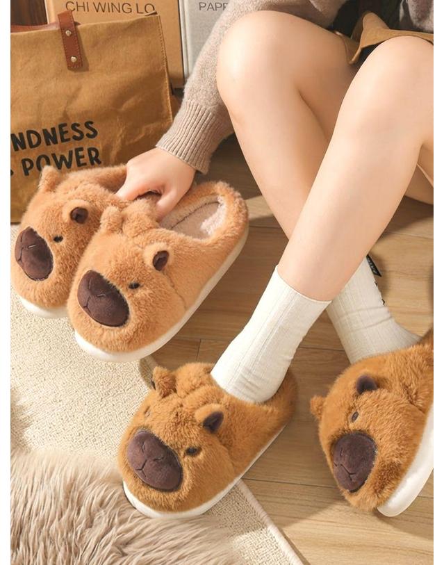 딜라이트홈 카피바라 발목편한 보온 층간소음완화 실내화 슬리퍼 착용컷