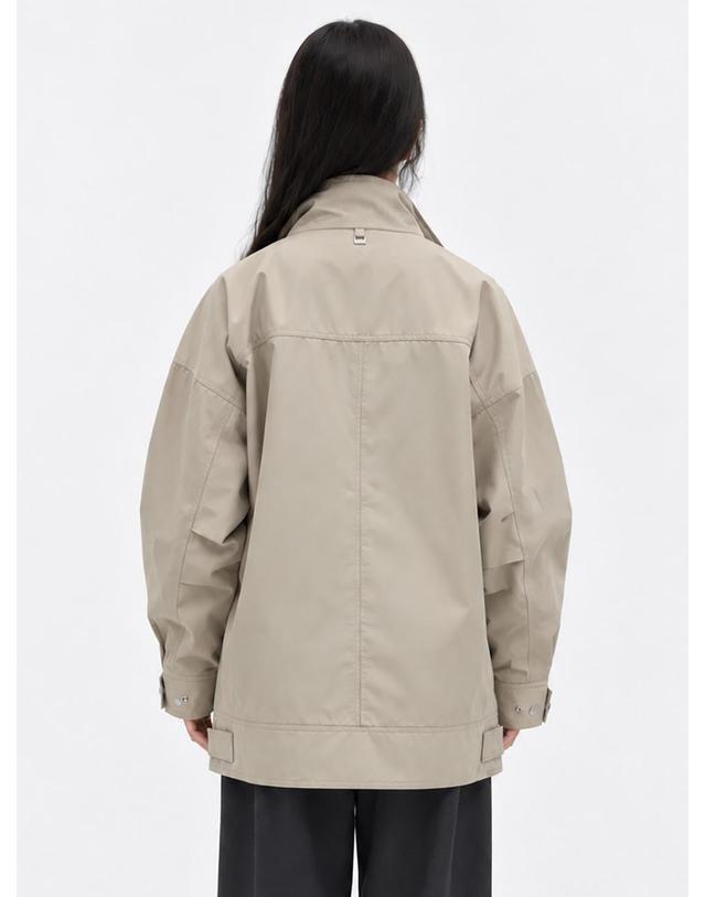 아빅 ABIK 유틸리티 하이넥 하프 트렌치 코트 BEIGE 착용컷