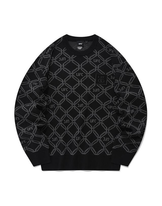 유에프씨스포츠 [UFC] 옥타곤 모노그램 릴렉스핏 니트 블랙 U1STU1102BK 착용컷