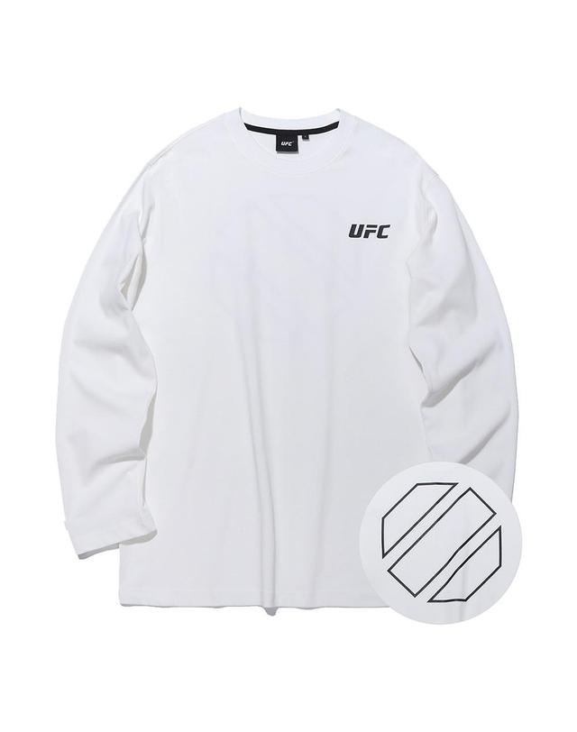 유에프씨스포츠 [UFC] 에센셜 레귤러핏 긴팔 티셔츠 오프화이트 U2LSU1301OW 착용컷